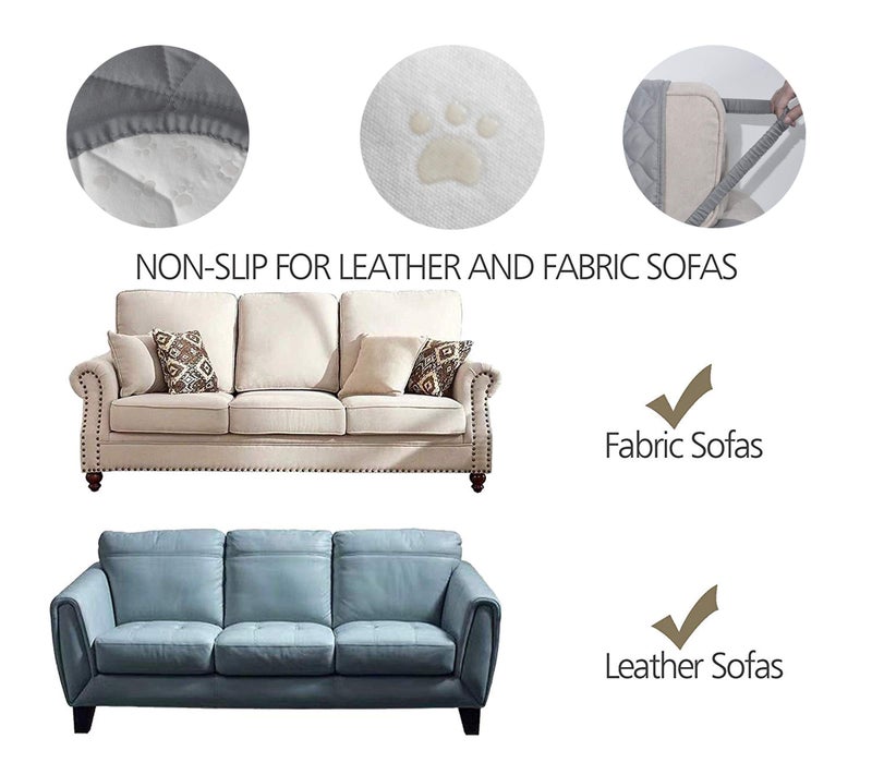 Ameritex Waterproof Nonslip Recliner Cover Christmas Decor Stay in Place, Dog Couch Recliner Cover Furniture Protector for Pets and Kids (Light Grey, 23'') - Image 3